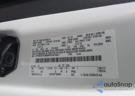 2019 Ford F-150 Xl from USA, damaged, VIN 1FTEX1CB6KFC61041